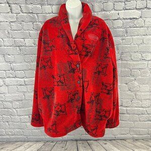 Vintage Artisans Red Cardinal Bird Oversized Cozy Fleece Michigan Jacket XL